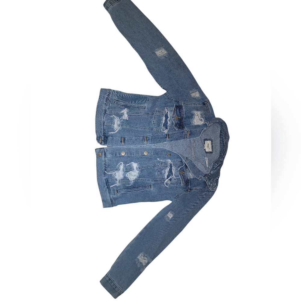 Jean Jacket Distressed / Women Sz M